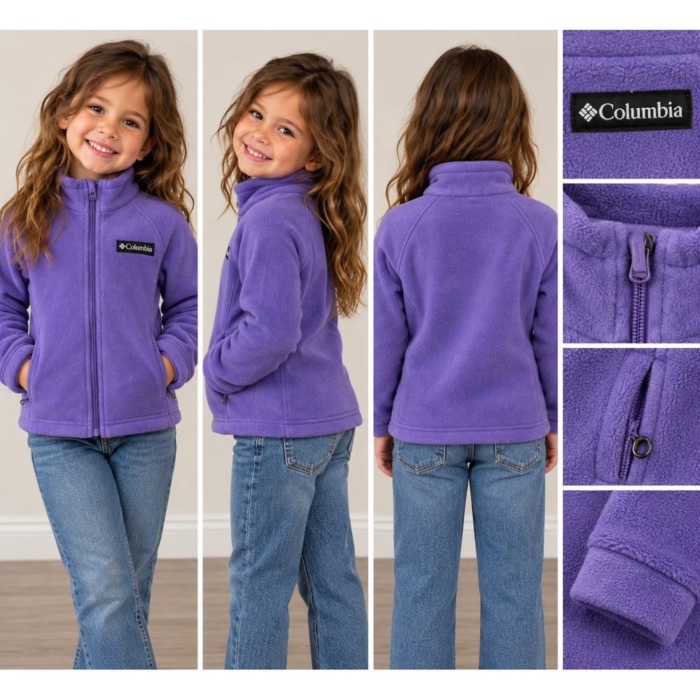 Columbia Benton Springs Fleece Jacket Girls M 10/12 Purple Gorpcore Athleisure